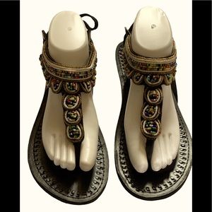 Beaded Black Sandals Size 11 1/2